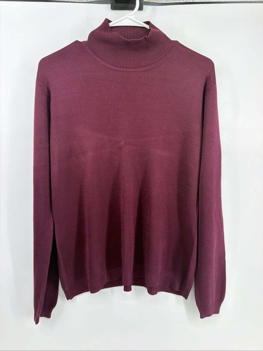 Barry Bricken 90s Minimalist 100% Silk Women’s Knit Sweater Mock Neck Sz M Wine